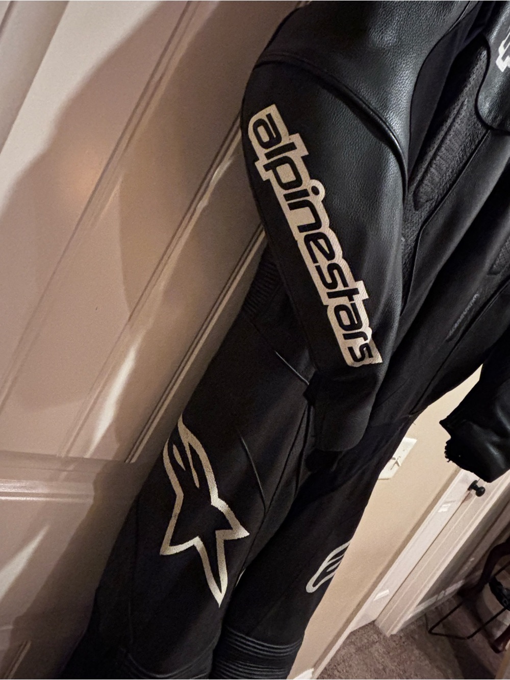 Alpinestars Men’s Black Leather Racing One-Piece Suit with Built in Protection - Picture 3 of 4
